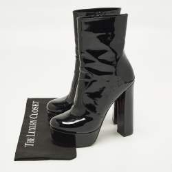 Pre Owned Andrea Wazen Size 40 Black Patent Leather Ankle Length Boots