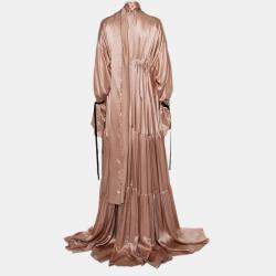 Ann Demeulemeester Pink Silk Satin Button Front Tiered Oversized Maxi Dress M
