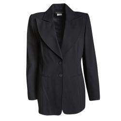 Ann Demeulemeester Black Textured Wool Blazer and Skirt Set M
