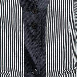 Ann Demeulemeester Navy Blue and White Striped Cotton Blend Waistcoat L
