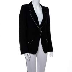 Ann Demeulemeester Black Wool Contrast Trim Classic Fit Blazer M