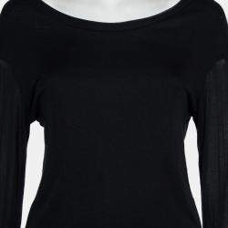 Ann Demeulemeester Black Modal Cutout Sleeve Detail T-Shirt M