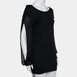 Ann Demeulemeester Black Modal Cutout Sleeve Detail T-Shirt M