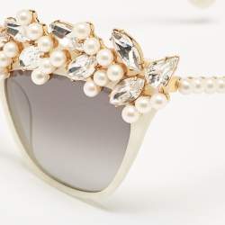 Anna-Karin Karlsson White/Grey Gradient Tears of The Moon Cat-Eye Sunglasses