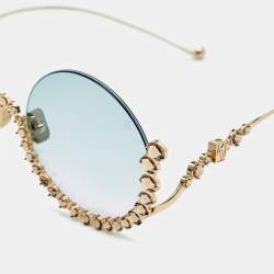 Pre Owned Anna-Karin Karlsson Green Gradient Limited Edition 08/25 Full Moon Round Sunglasses