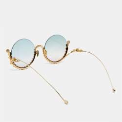 Pre Owned Anna-Karin Karlsson Green Gradient Limited Edition 08/25 Full Moon Round Sunglasses