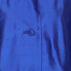 مملوكة مسبقًا بلوزة دوبوين حرير أزرق بأكمام طويلة آنا شولتز كبير جدًا