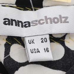 Pre Owned Anna Scholz Black/White Printed Satin Silk Sequin Kaftan XL