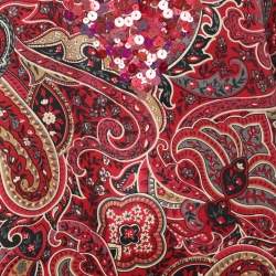 Pre Owned Anna Scholz Red Printed Satin Sequin Embellished Tunic XL