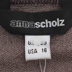 Pre Owned Anna Scholz Metallic Grey Lurex Knit Square Neck Tops XL