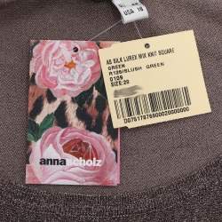 Pre Owned Anna Scholz Metallic Grey Lurex Knit Square Neck Tops XL