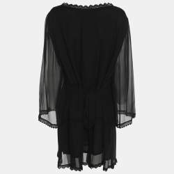 مملوكة مسبقًا توبات آنا شولتز أسود دانتيل شيفون بأكمام طويلة مقاس ضخم جداً