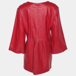 Pre Owned جاكيت جلد أحمر آنا شولتز كبير جدًا