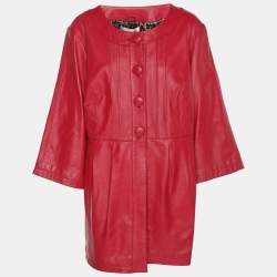 Pre Owned جاكيت جلد أحمر آنا شولتز كبير جدًا