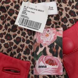 Pre Owned جاكيت جلد أحمر آنا شولتز كبير جدًا