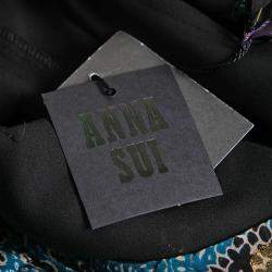 Pre Owned Anna Sui Teal Blue Paisley Print Chiffon Lurex Insert Strappy Dress M