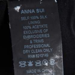 Anna Sui Black Sequin Embellished Silk Pleated Detail Belted Top S