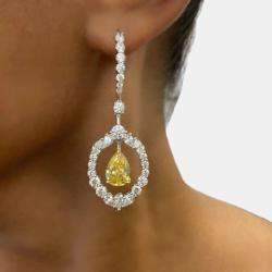 Pre Owned Anna Zuckerman Salma Canary Yellow Statement Earrings 
