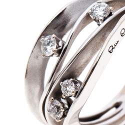 Annamaria Cammilli Dune 4 Diamonds 18k White Gold Ring Size 54