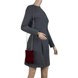 Pre Owned Anya Hindmarch Burgundy Velvet Crisp Packet flocked Evening Bag