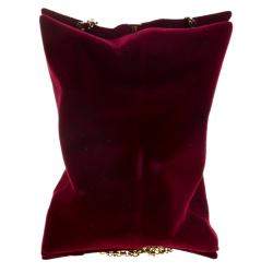 Pre Owned Anya Hindmarch Burgundy Velvet Crisp Packet flocked Evening Bag