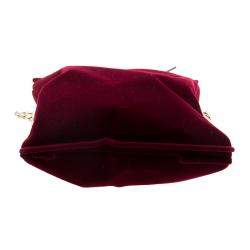 Pre Owned Anya Hindmarch Burgundy Velvet Crisp Packet flocked Evening Bag