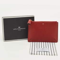 Pre Owned Anya Hindmarch Bespoke Loose Pocket Red Leather Pouch