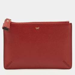 Pre Owned Anya Hindmarch Bespoke Loose Pocket Red Leather Pouch