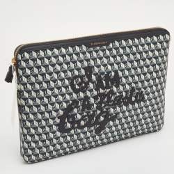 مملوكة مسبقًا حقيبة لابتوب انيا هندمارش "أنا حقيبة بلاستيكية" قماش مطلي رمادي/أسود