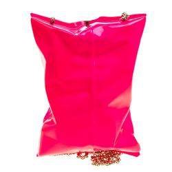 Anya Hindmarch Neon Pink Metallic Crisp Packet Clutch