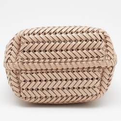 Pre Owned Anya Hindmarch Beige Woven Leather Tassel Bucket Bag