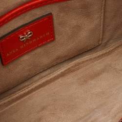 Pre Owned Anya Hindmarch Orange Snakeskin Flap Pouch