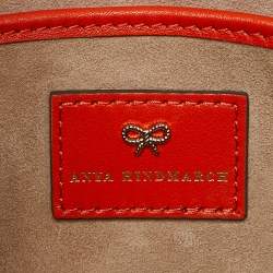 Pre Owned Anya Hindmarch Orange Snakeskin Flap Pouch