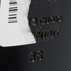 Pre Owned Anya Hindmarch Silver/Burgundy Stripe Leather Peep Toe Ankle Boots Size 38