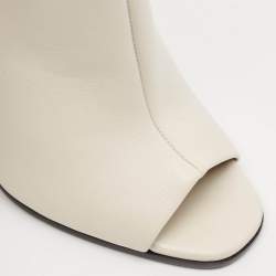 Anya Hindmarch Cream Stripe Leather Peep Toe Ankle Boots Size 35