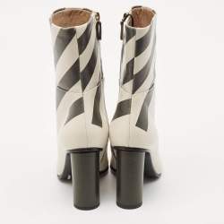 Anya Hindmarch Cream Stripe Leather Peep Toe Ankle Boots Size 35