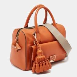 Anya Hindmarch Orange and Grey Leather Carker Satchel