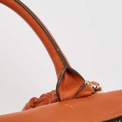 Anya Hindmarch Orange and Grey Leather Carker Satchel