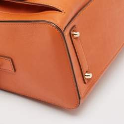 Anya Hindmarch Orange and Grey Leather Carker Satchel