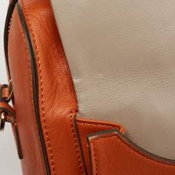 Anya Hindmarch Orange and Grey Leather Carker Satchel