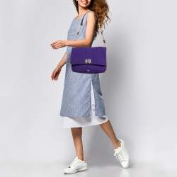 Pre Owned Anya Hindmarch Purple Canvas and Leather Gracie Shoulder Bag