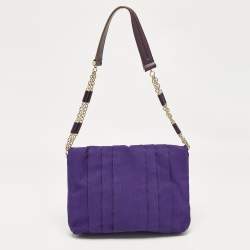 Pre Owned Anya Hindmarch Purple Canvas and Leather Gracie Shoulder Bag