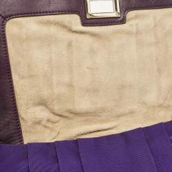 Pre Owned Anya Hindmarch Purple Canvas and Leather Gracie Shoulder Bag