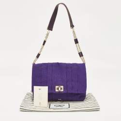 Pre Owned Anya Hindmarch Purple Canvas and Leather Gracie Shoulder Bag