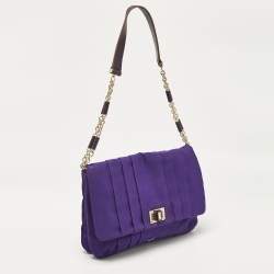 Pre Owned Anya Hindmarch Purple Canvas and Leather Gracie Shoulder Bag