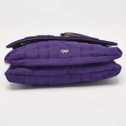 Pre Owned Anya Hindmarch Purple Canvas and Leather Gracie Shoulder Bag