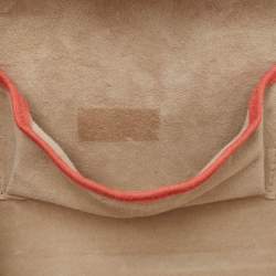 Anya Hindmarch Coral Orange Map Fabric and Suede Duke Box Clutch