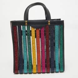 Anya Hindmarch Multicolor Leather and PVC Stripe Tote