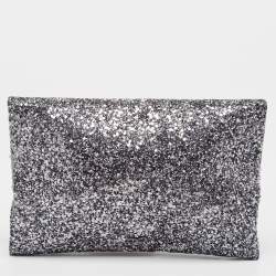 Anya Hindmarch Silver Glitter Valorie Clutch 