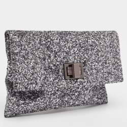 Anya Hindmarch Silver Glitter Valorie Clutch 